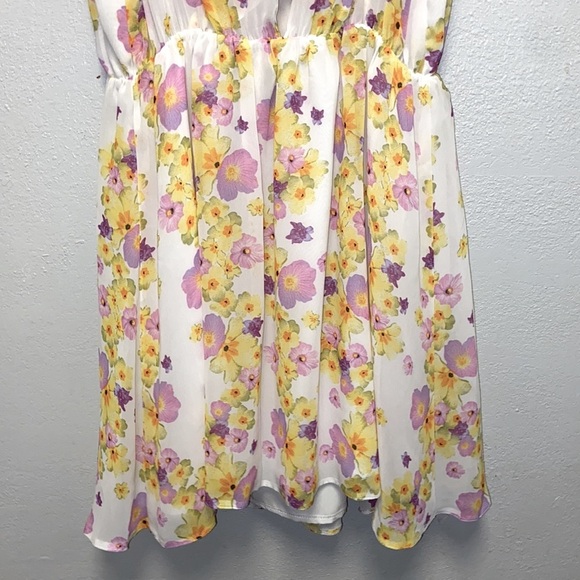 ASOS White Floral Lined Drop Waist Open Back Sweetheart Neckline Fairycore Dress - Picture 5 of 8